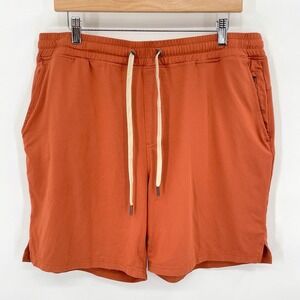 Right of Way R.O.W. Men's XL Athletic Jogger Shorts Orange Drawstring Zip Pocket